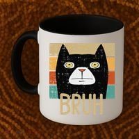 Bruh Black Cat Funny Saying Slang Women Coffee Mug thumb 2