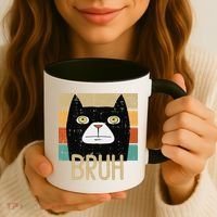 Bruh Black Cat Funny Saying Slang Women Coffee Mug thumb 3