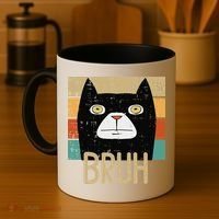 Bruh Black Cat Funny Saying Slang Women Coffee Mug thumb 4