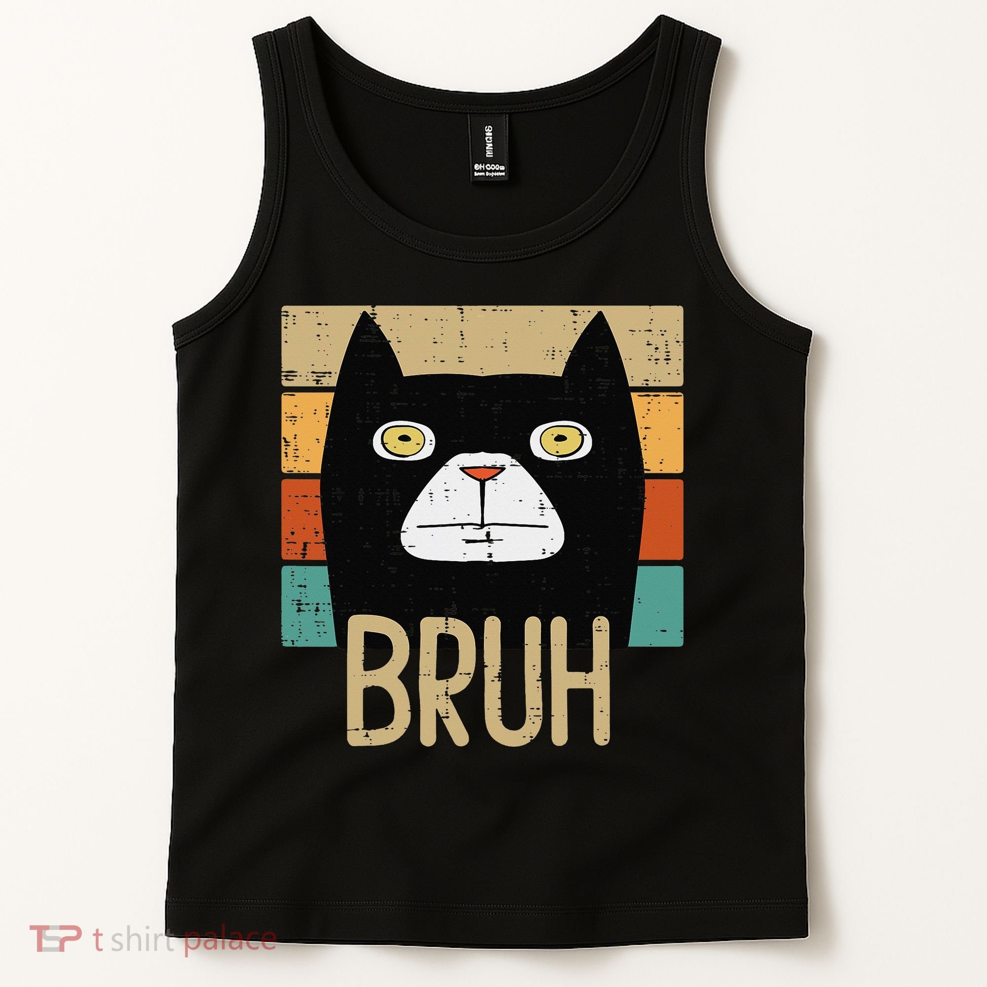 Bruh Black Cat Funny Saying Slang Women Tank Top