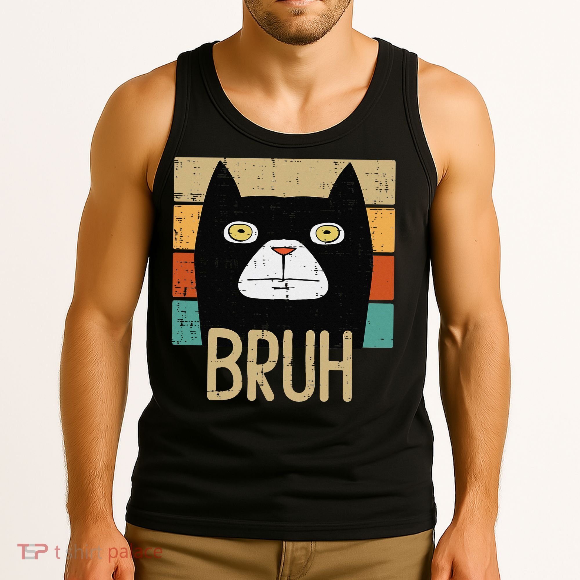 Bruh Black Cat Funny Saying Slang Women Tank Top