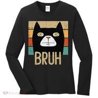 Bruh Black Cat Funny Saying Slang Women Women's Long Sleeve Shirt thumb 0