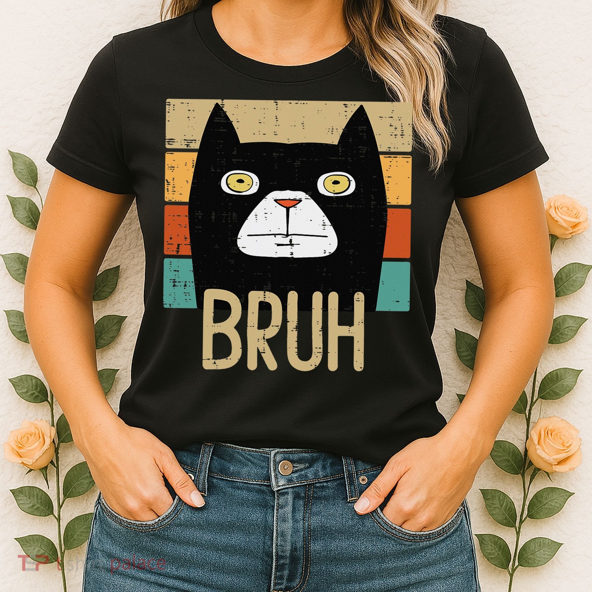 Bruh Black Cat Funny Saying Slang Women Women's T-Shirt