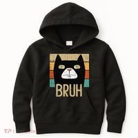 Bruh Black Cat Funny Saying Slang Women Kids Hoodie thumb 0