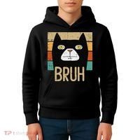Bruh Black Cat Funny Saying Slang Women Kids Hoodie thumb 4