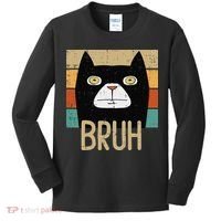 Bruh Black Cat Funny Saying Slang Women Kids Long Sleeve Shirt thumb 0