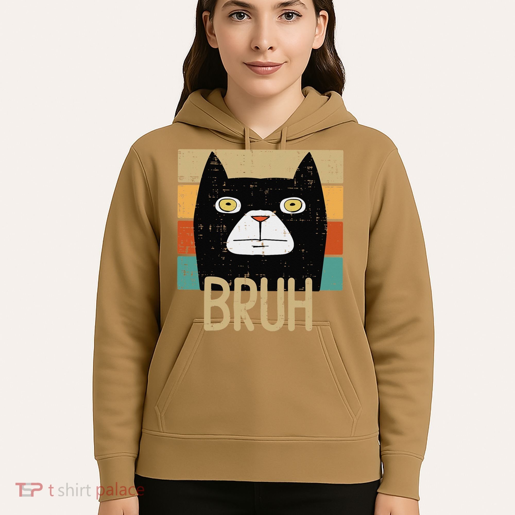 Bruh Black Cat Funny Saying Slang Women Hoodie