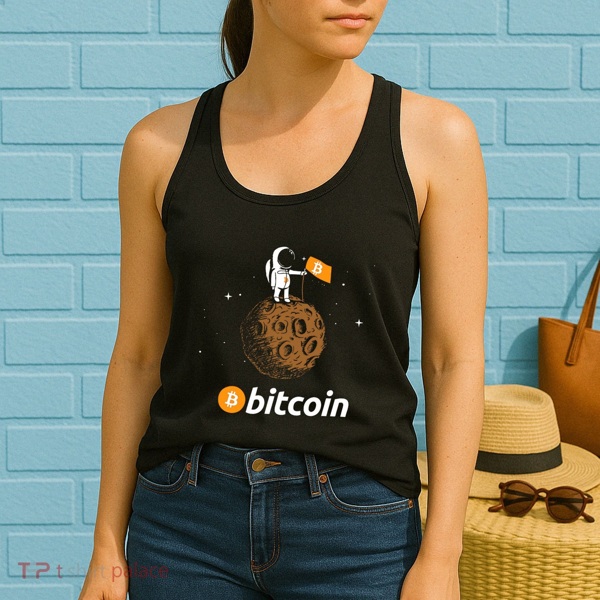 Bitcoin Btc Crypto To The Moon Featuring Astronaut Women's Tank Top