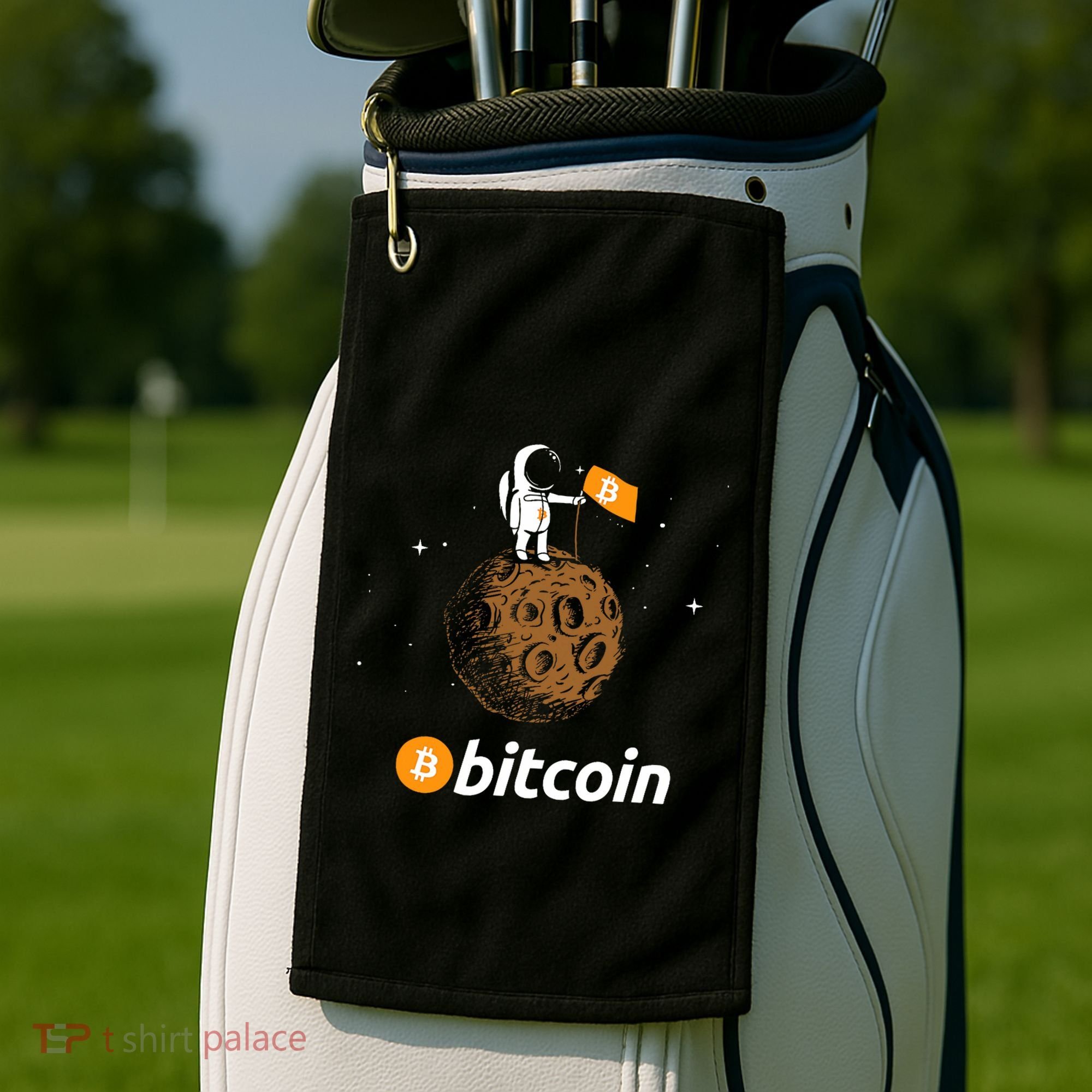Bitcoin Btc Crypto To The Moon Featuring Astronaut Golf Towel