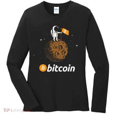 Bitcoin Btc Crypto To The Moon Featuring Astronaut Women's Long Sleeve Shirt