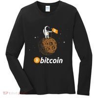 Bitcoin Btc Crypto To The Moon Featuring Astronaut Women's Long Sleeve Shirt thumb 0
