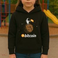 Bitcoin Btc Crypto To The Moon Featuring Astronaut Kids Hoodie thumb 3