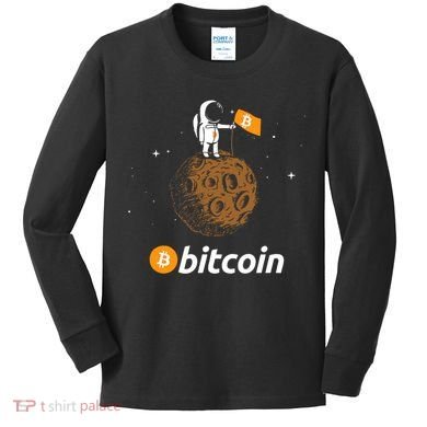 Bitcoin Btc Crypto To The Moon Featuring Astronaut Kids Long Sleeve Shirt