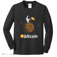 Bitcoin Btc Crypto To The Moon Featuring Astronaut Kids Long Sleeve Shirt thumb 0
