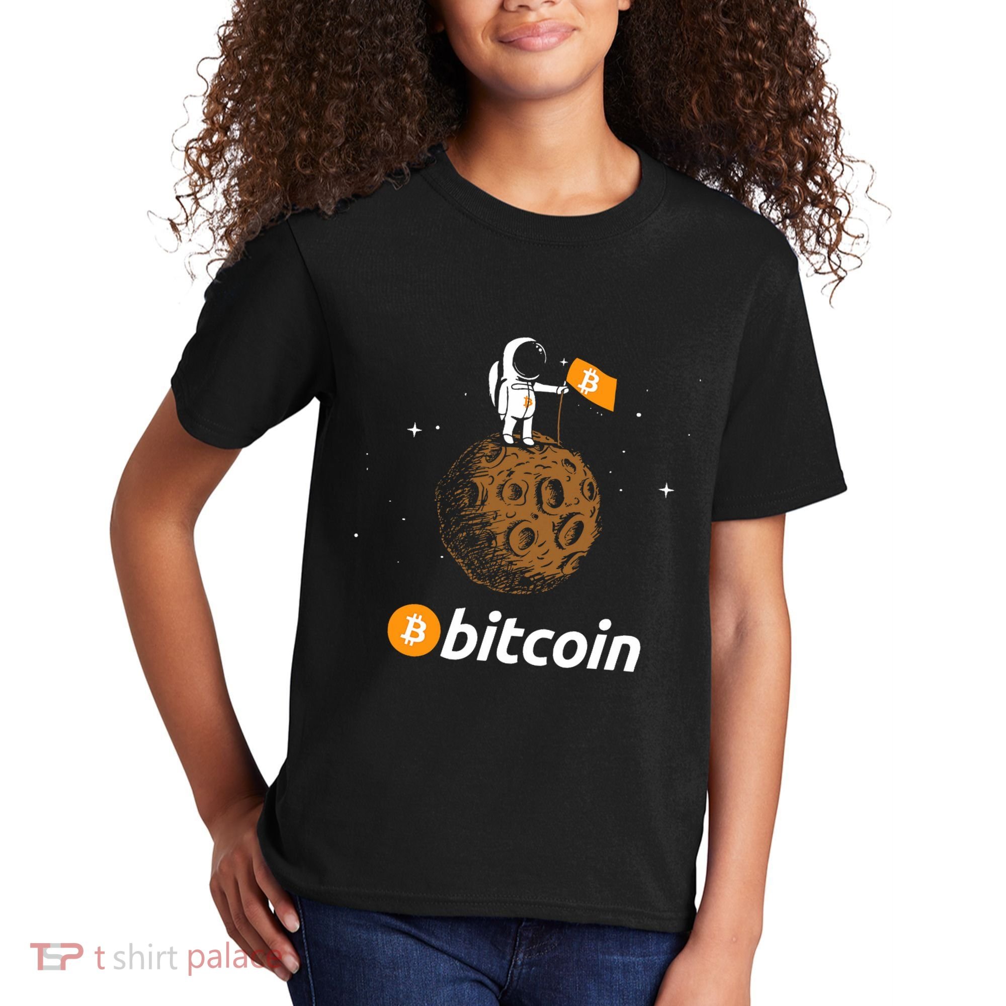 Bitcoin Btc Crypto To The Moon Featuring Astronaut Kids T-Shirt