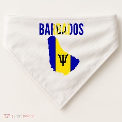 Barbadian Barbados Country Map Flag USA-Made Doggie Bandana