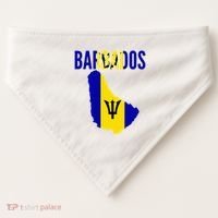 Barbadian Barbados Country Map Flag USA-Made Doggie Bandana thumb 0