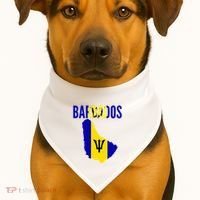 Barbadian Barbados Country Map Flag USA-Made Doggie Bandana thumb 1