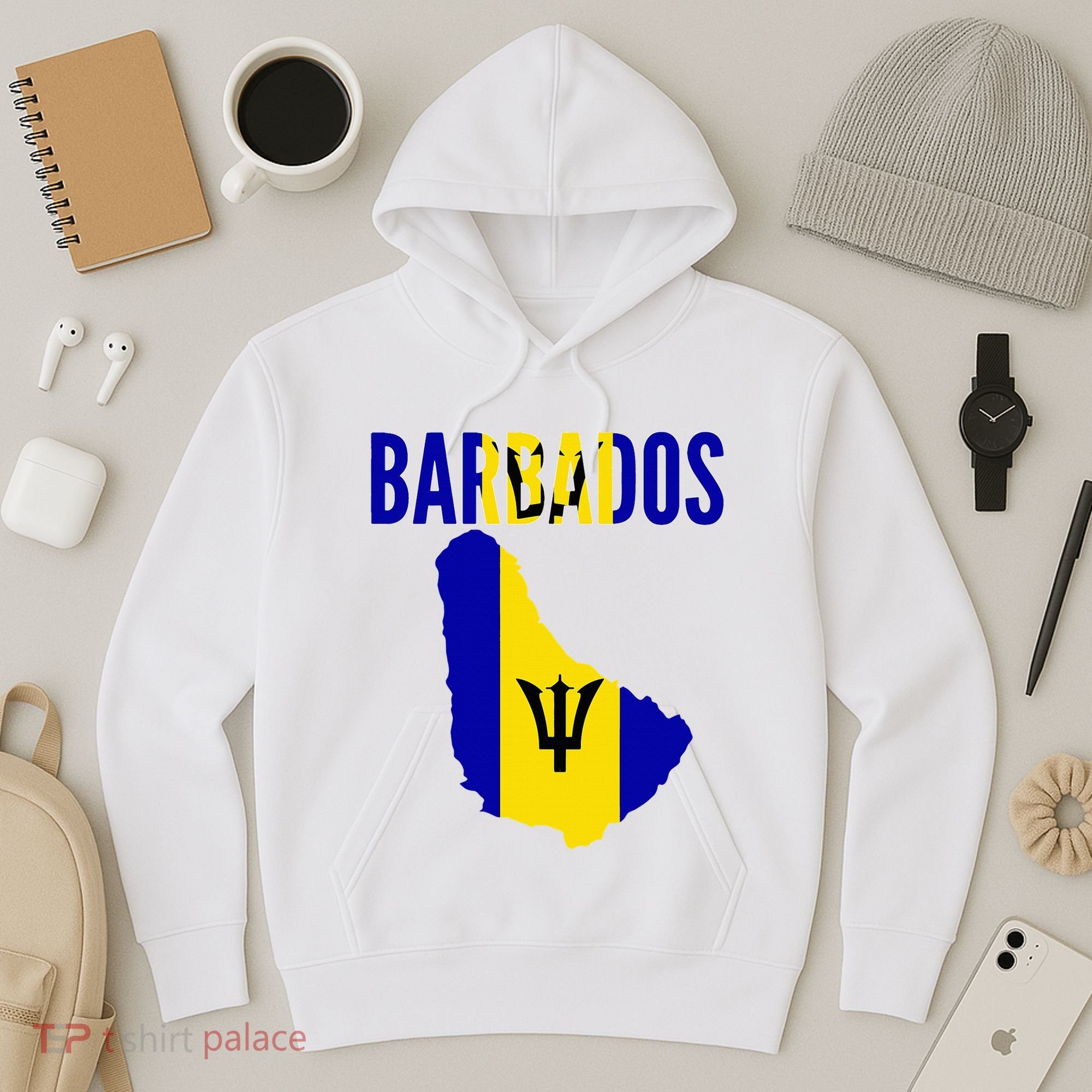 Barbadian Barbados Country Map Flag Hoodie