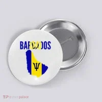 Barbadian Barbados Country Map Flag Button thumb 0