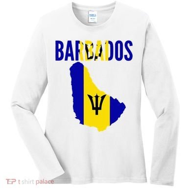 Barbadian Barbados Country Map Flag Women's Long Sleeve Shirt