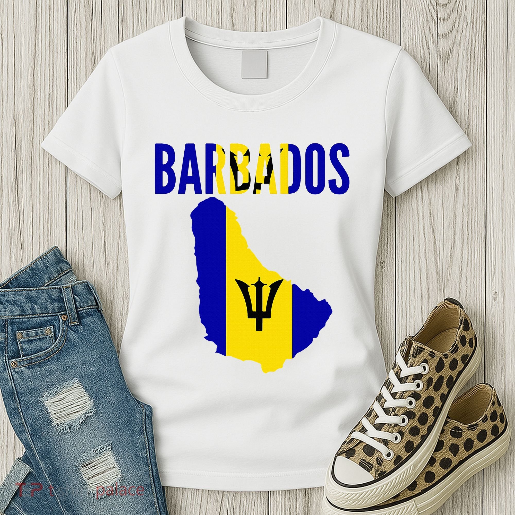 Barbadian Barbados Country Map Flag Women's T-Shirt