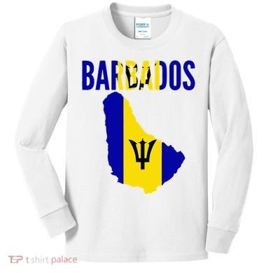 Barbadian Barbados Country Map Flag Kids Long Sleeve Shirt