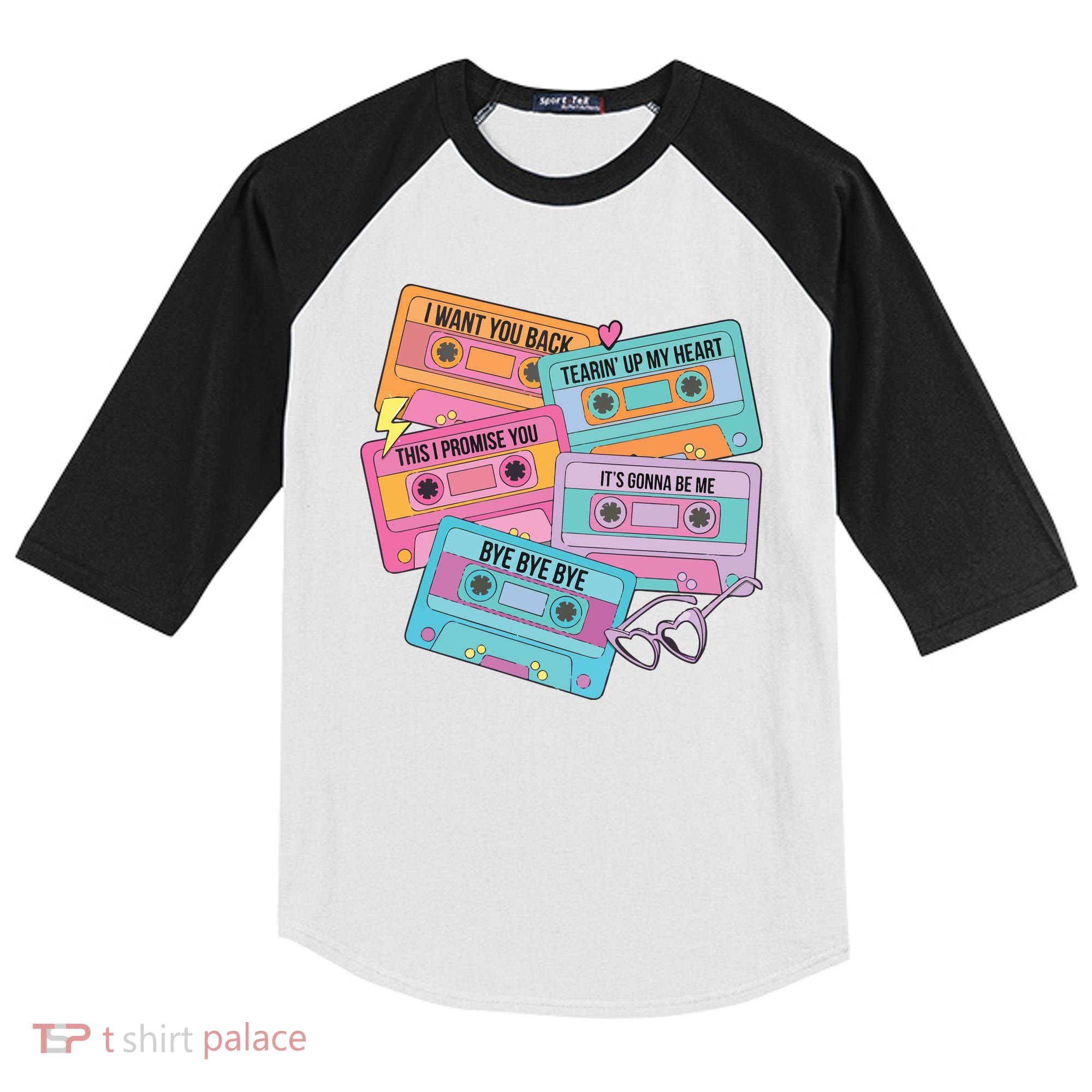 Boy Band Cassette Tape 90s Music Kids Colorblock Raglan Jersey