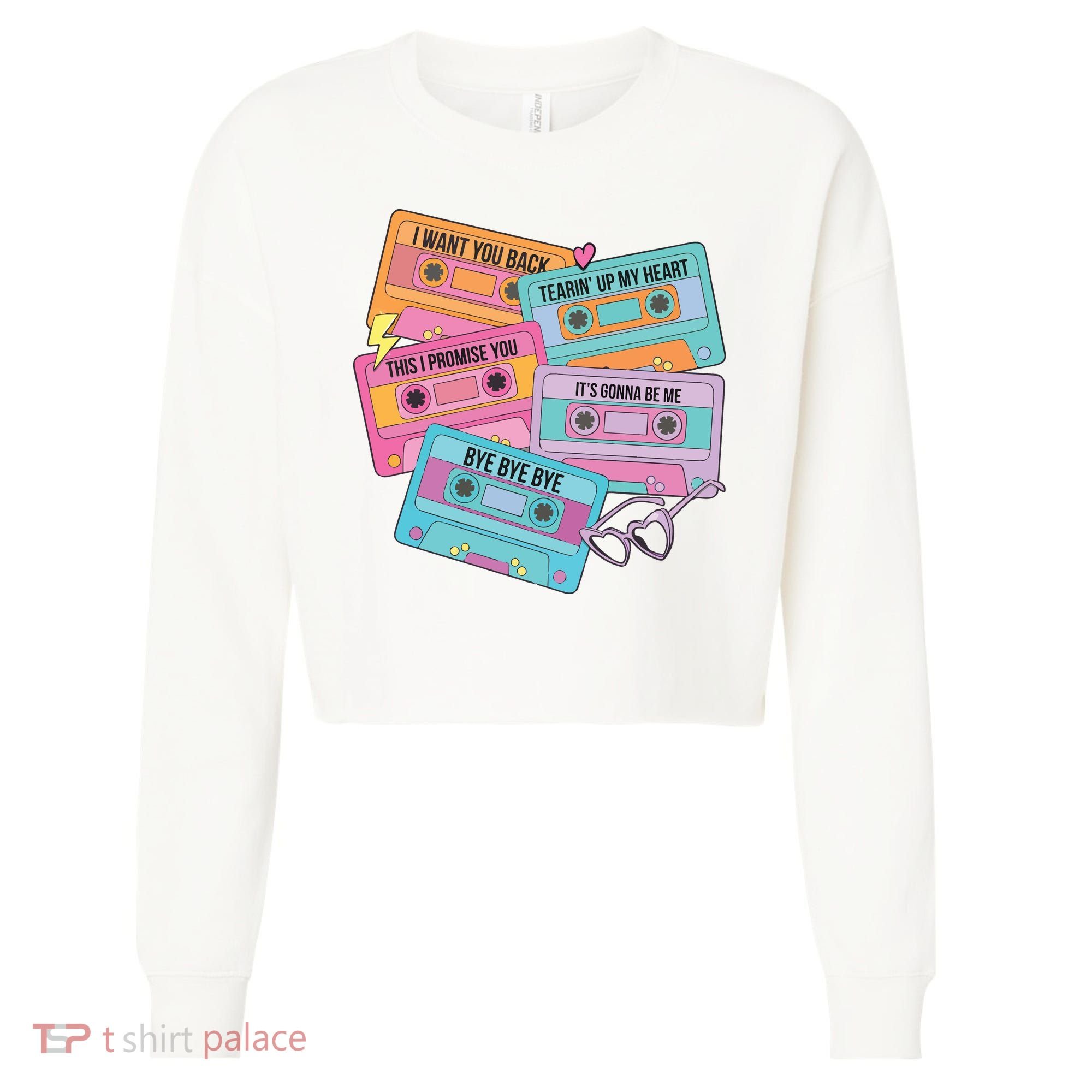 Boy Band Cassette Tape 90s Music Cropped Pullover Crew