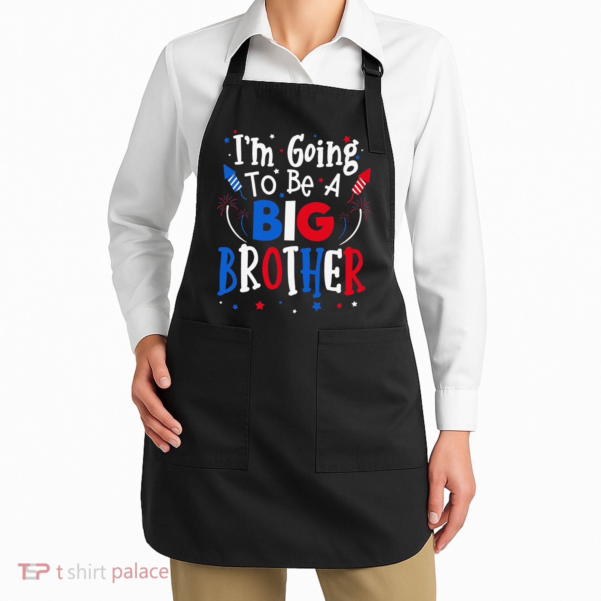 Big Brother Cute 4th of July Pregnancy announcement Gift Apron