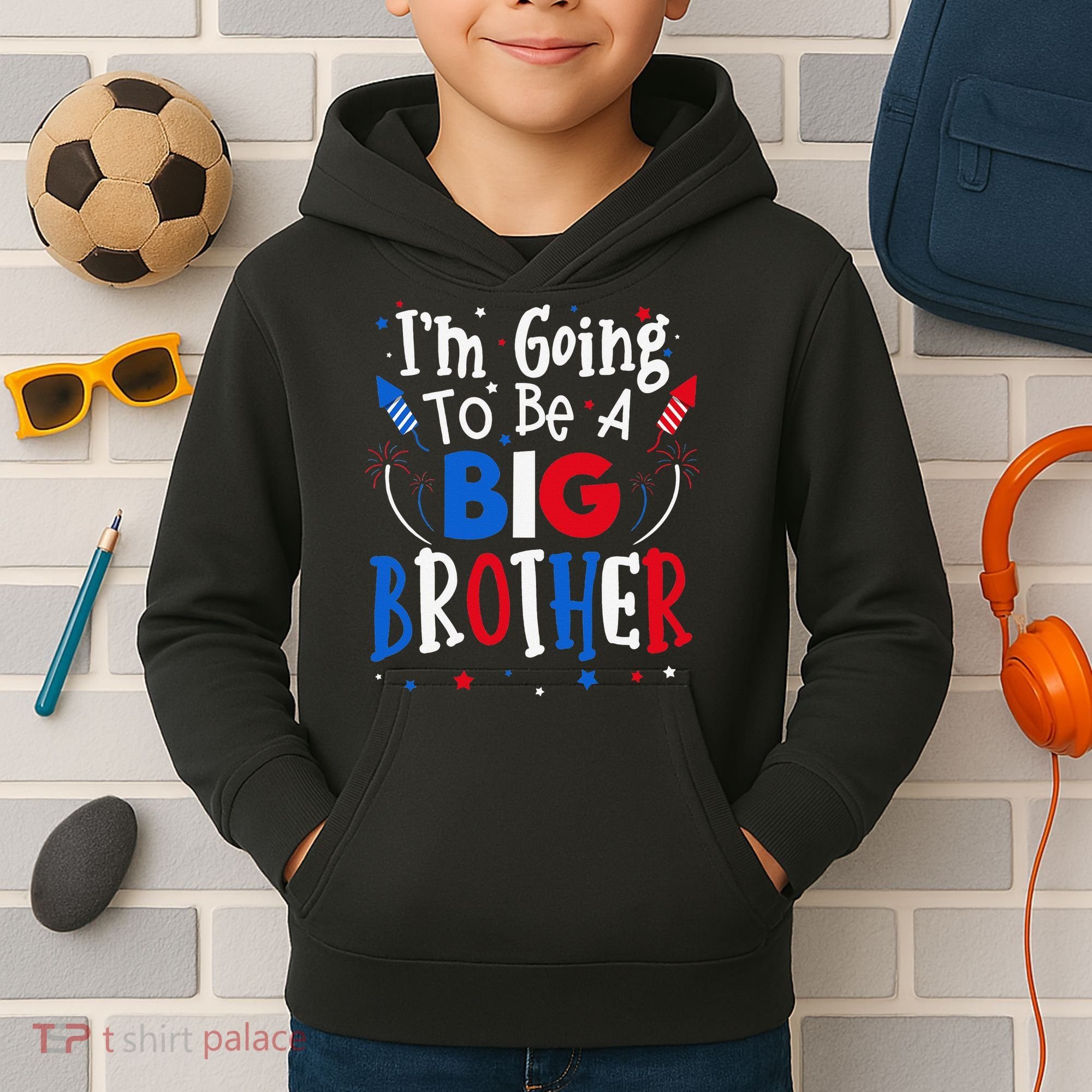 Big Brother Cute 4th of July Pregnancy announcement Gift Kids Hoodie