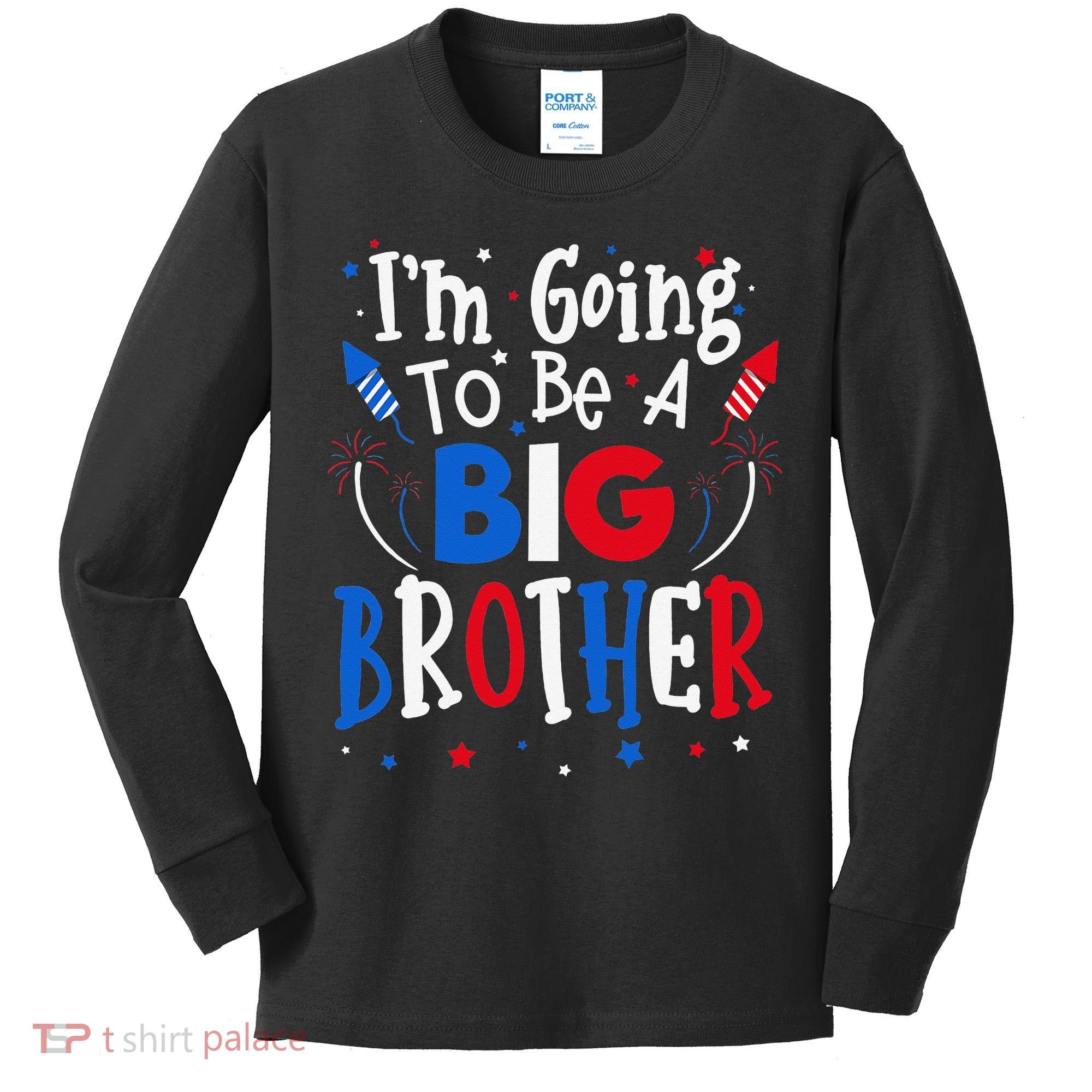 Big Brother Cute 4th of July Pregnancy announcement Gift Kids Long Sleeve Shirt