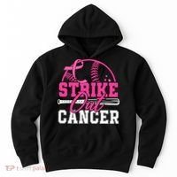 Baseball Breast Cancer Strike Out Cancer Awareness Month Hoodie thumb 0