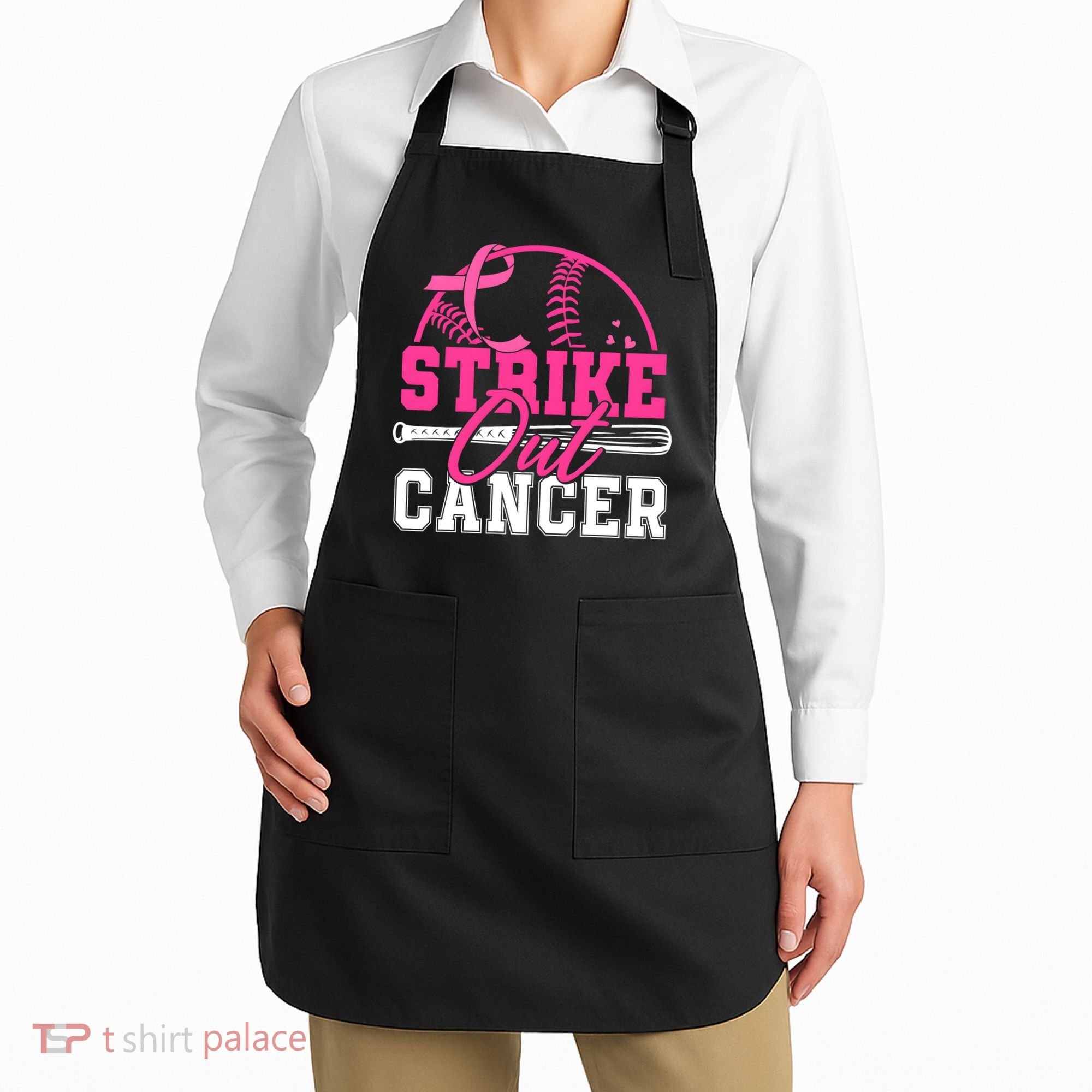 Baseball Breast Cancer Strike Out Cancer Awareness Month Apron