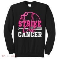 Baseball Breast Cancer Strike Out Cancer Awareness Month Sweatshirt thumb 0