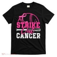 Baseball Breast Cancer Strike Out Cancer Awareness Month T-Shirt thumb 0