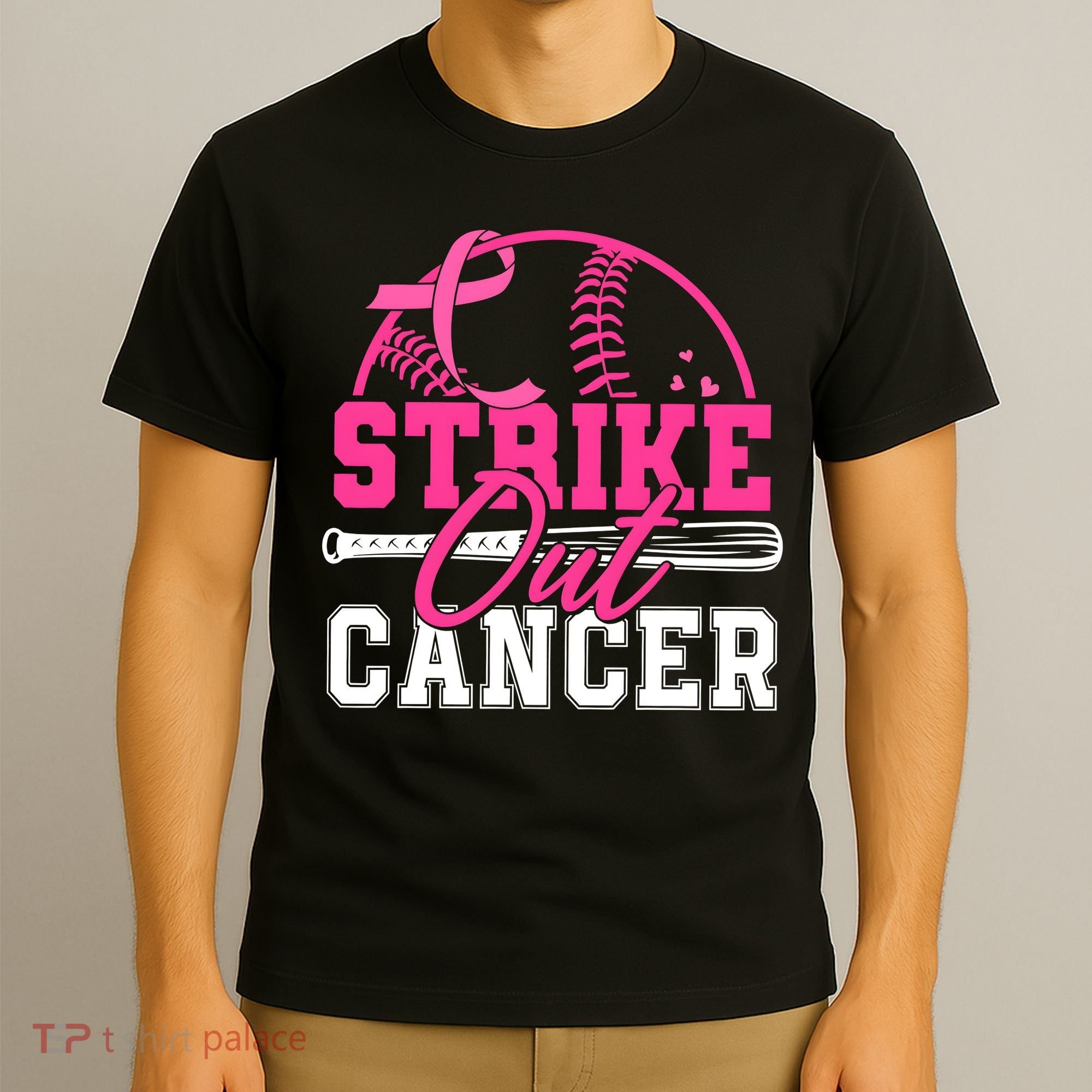 Baseball Breast Cancer Strike Out Cancer Awareness Month T-Shirt
