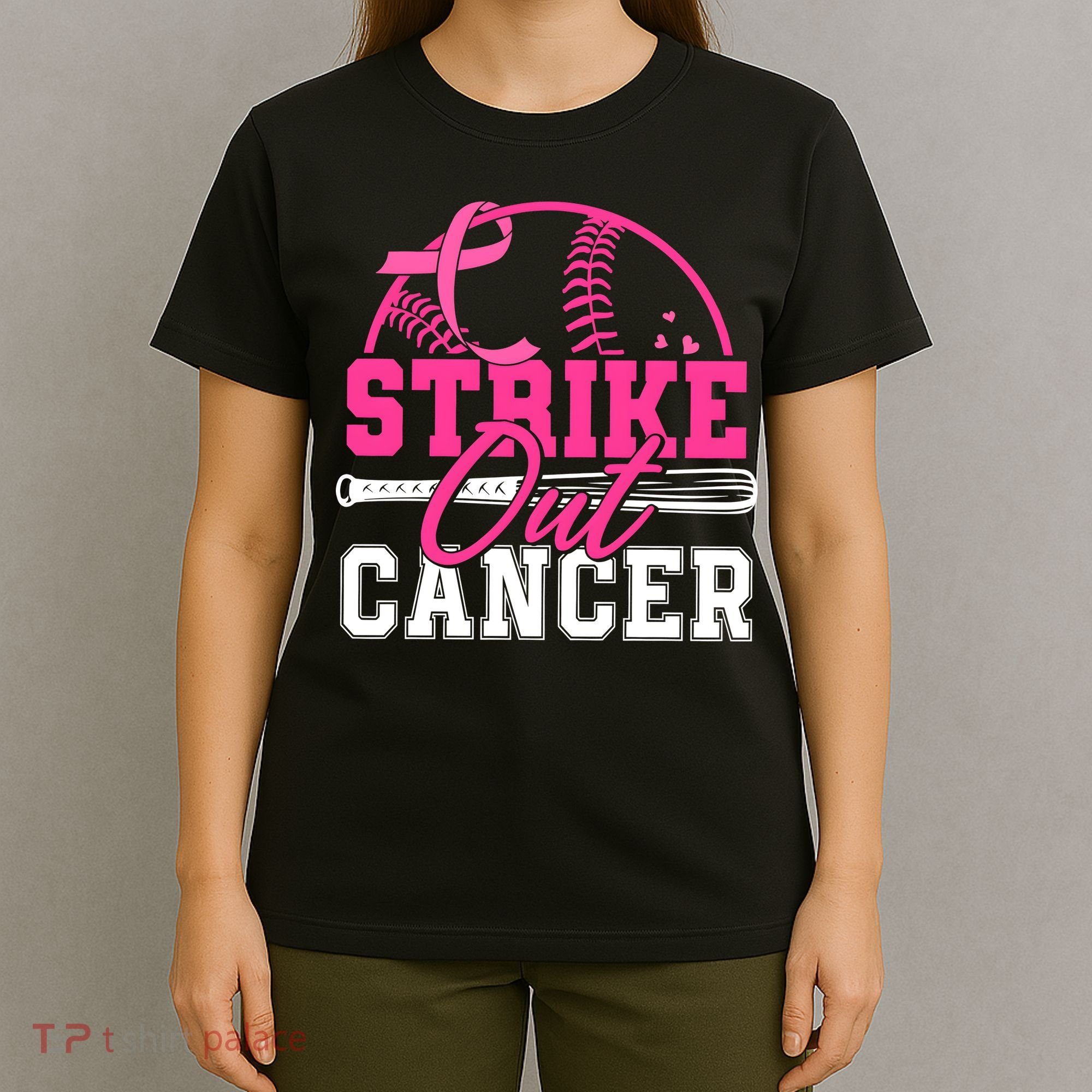 Baseball Breast Cancer Strike Out Cancer Awareness Month T-Shirt