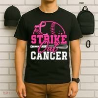 Baseball Breast Cancer Strike Out Cancer Awareness Month T-Shirt thumb 6