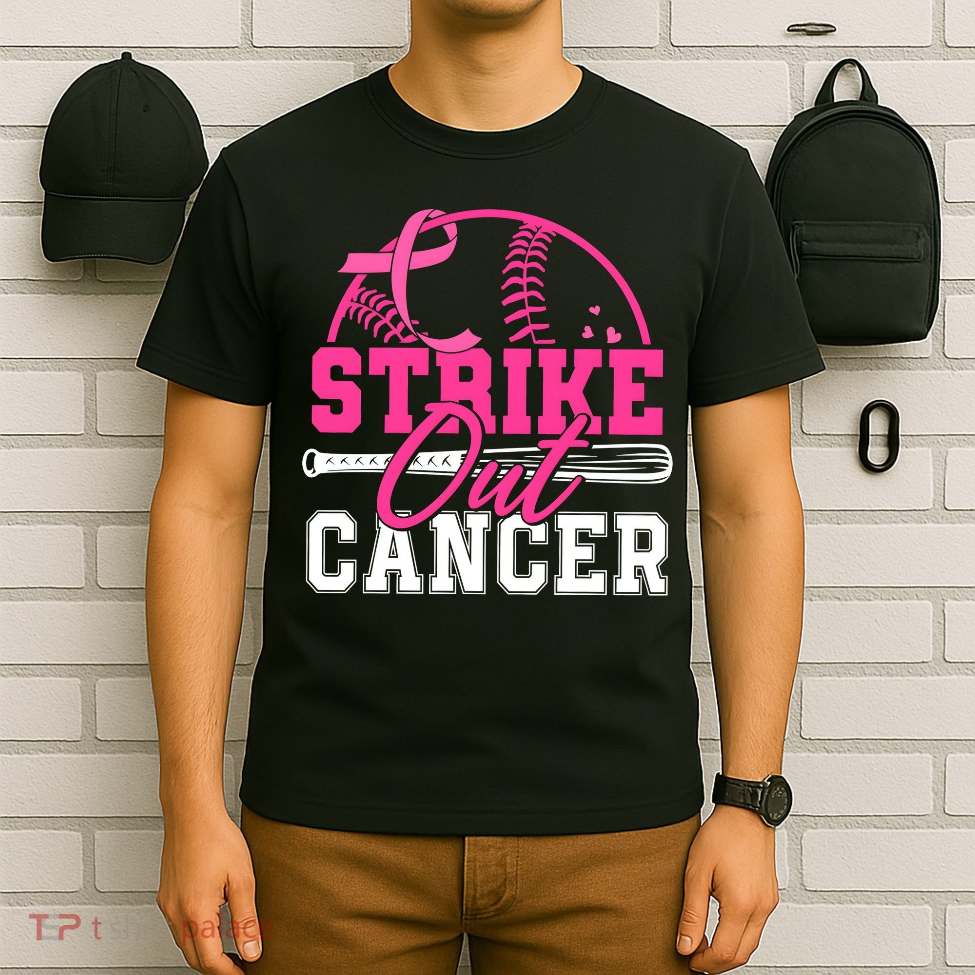 Baseball Breast Cancer Strike Out Cancer Awareness Month T-Shirt
