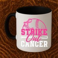 Baseball Breast Cancer Strike Out Cancer Awareness Month Coffee Mug thumb 2