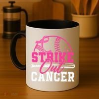 Baseball Breast Cancer Strike Out Cancer Awareness Month Coffee Mug thumb 4