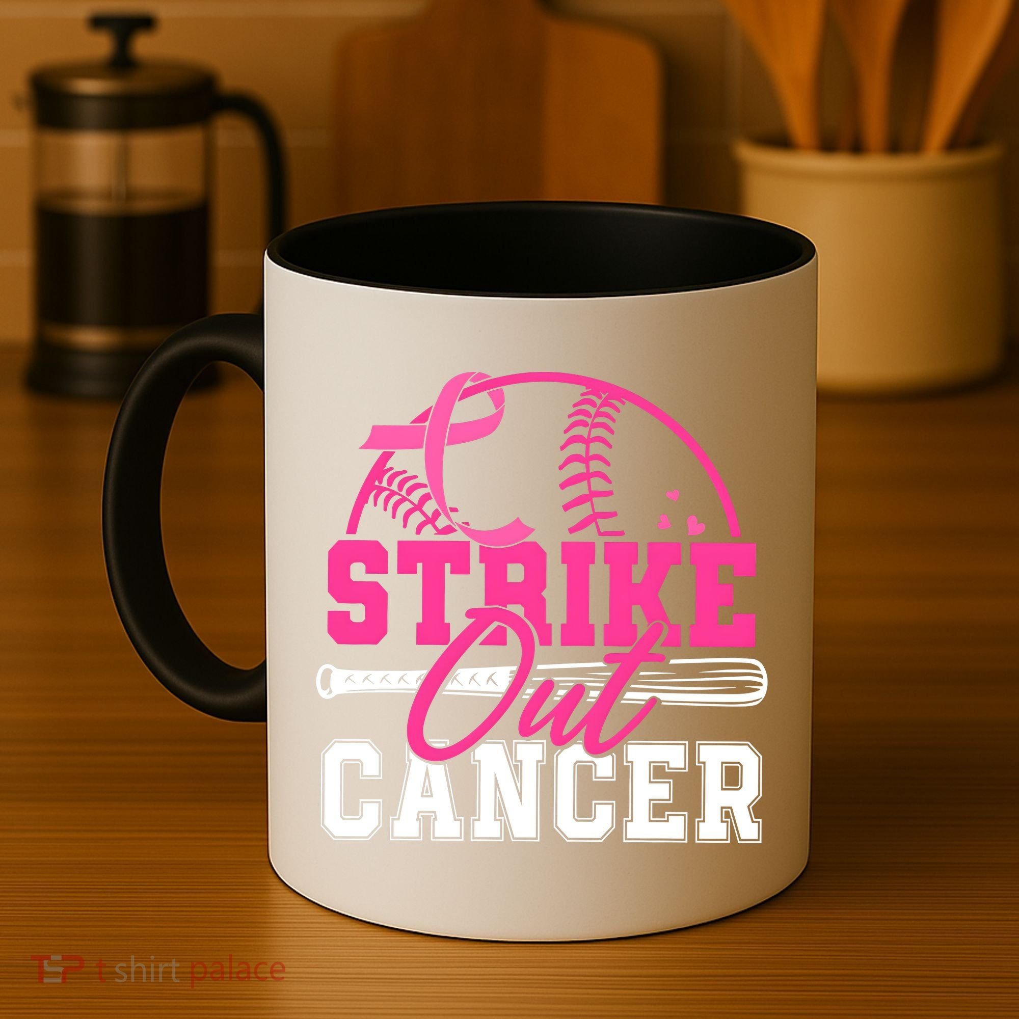 Baseball Breast Cancer Strike Out Cancer Awareness Month Coffee Mug