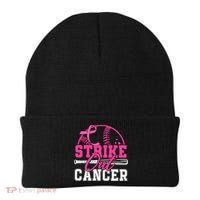 Baseball Breast Cancer Strike Out Cancer Awareness Month Beanie thumb 0
