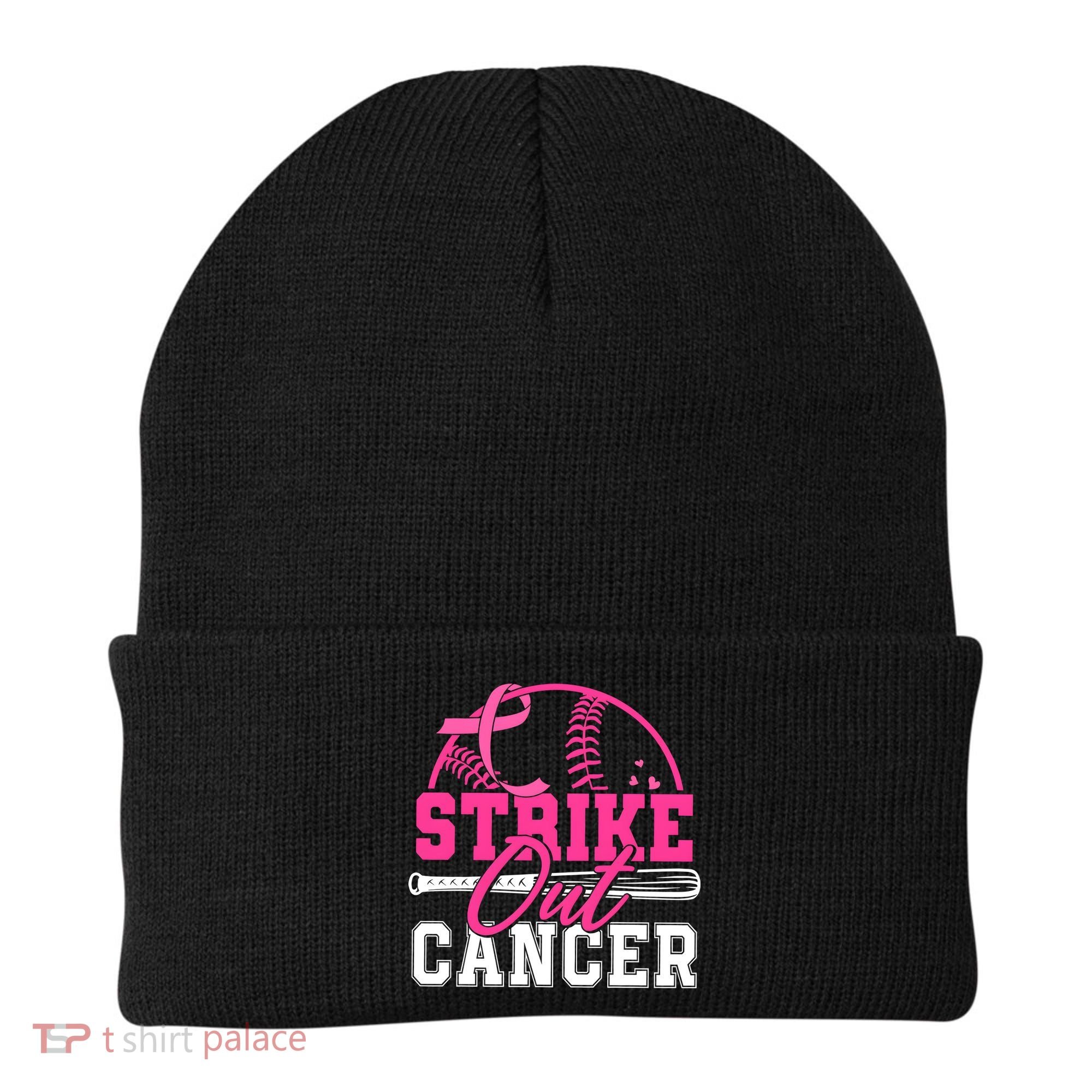 Baseball Breast Cancer Strike Out Cancer Awareness Month Beanie