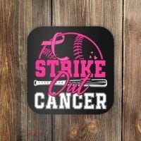 Baseball Breast Cancer Strike Out Cancer Awareness Month Coaster thumb 0