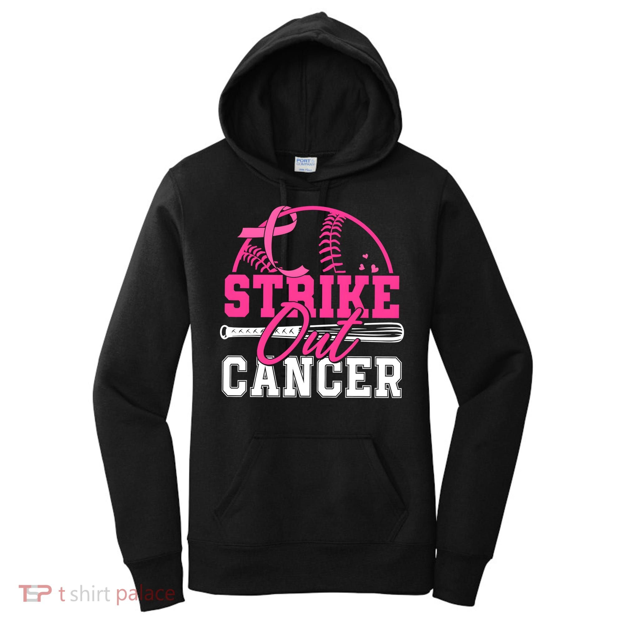 Baseball Breast Cancer Strike Out Cancer Awareness Month Women's Hoodie