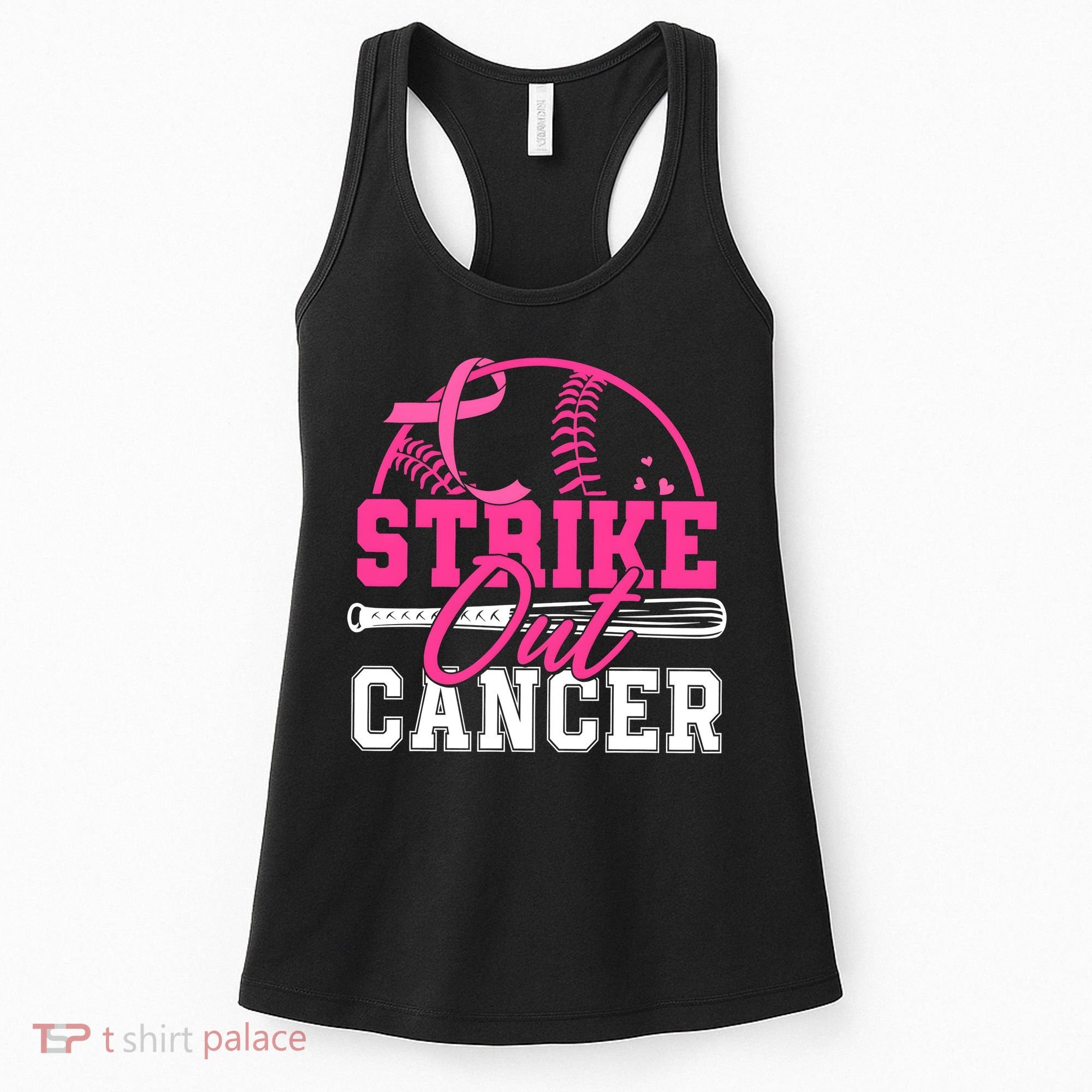 Baseball Breast Cancer Strike Out Cancer Awareness Month Women's Tank Top