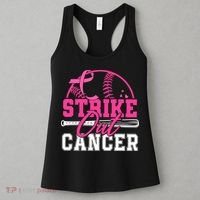 Baseball Breast Cancer Strike Out Cancer Awareness Month Women's Tank Top thumb 3