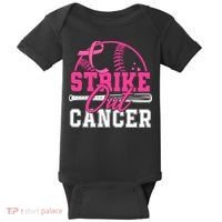 Baseball Breast Cancer Strike Out Cancer Awareness Month Baby Bodysuit thumb 0